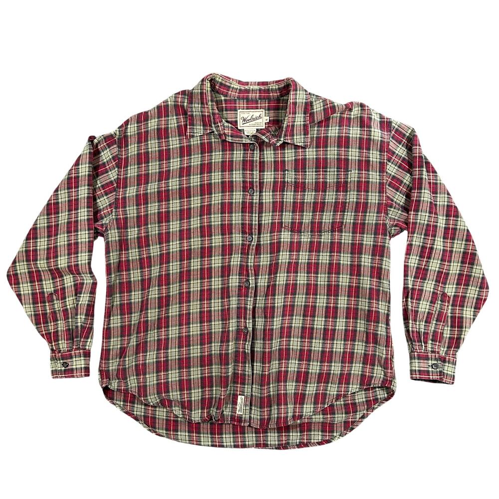 Vintage Woolrich Plaid Shirt Womens XL Cotton Button Up Long Sleeve